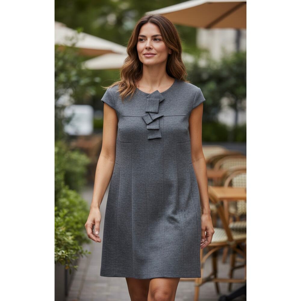 Anne Fontaine Laam Cap Sleeve Wool Shift Mini Dress Gray Size 10‎